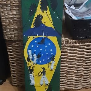 Brazil Flag Art Painting with Capoeira Scene